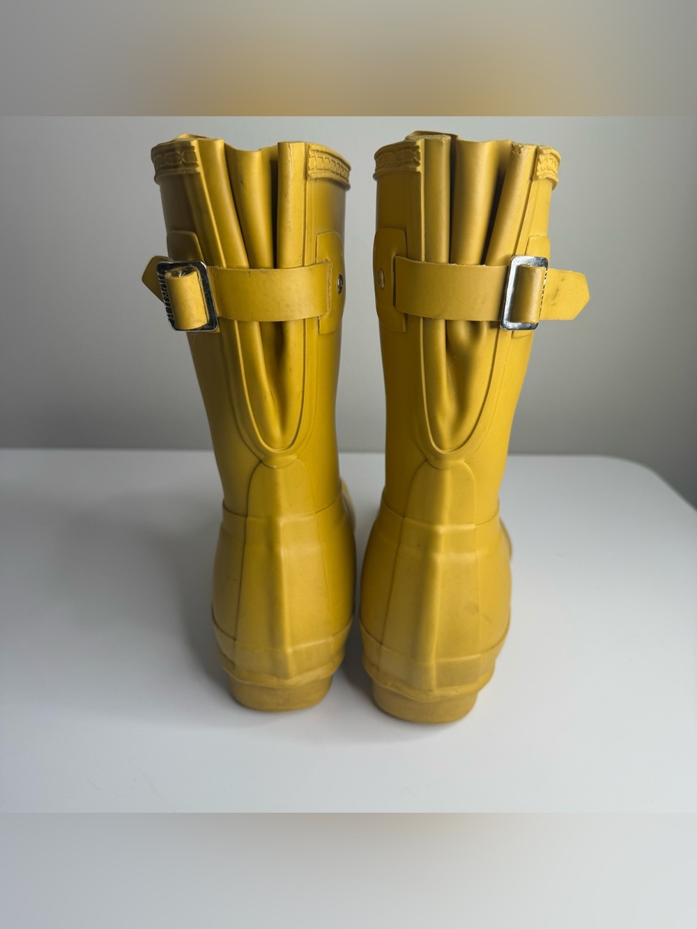 HUNTER Original Women's Short Matte Mustard Yellow Rain Boots Size 7 US - Picture 9 of 15